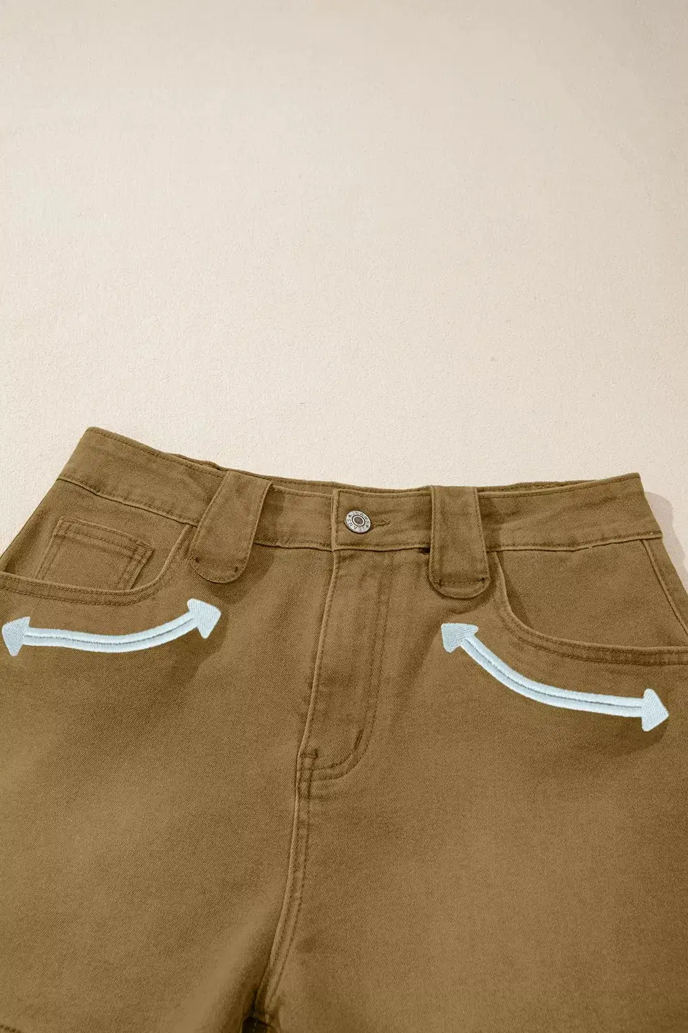 Pocketed Cotton Denim Shorts