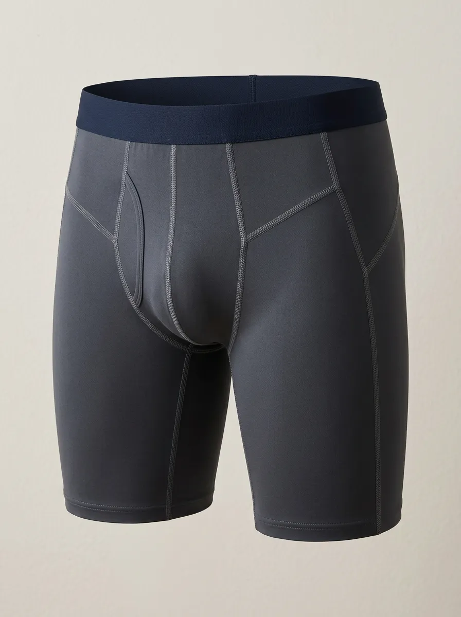 Men's Athletic Performance Solid Grey Printed Boxer Briefs