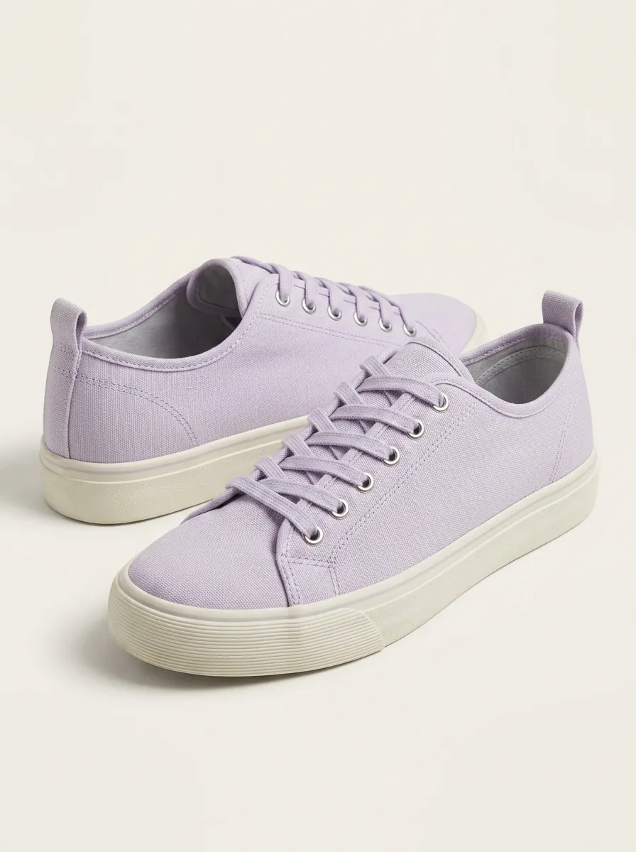 Women's Casual Style Lavender Solid Color Canvas Shoes