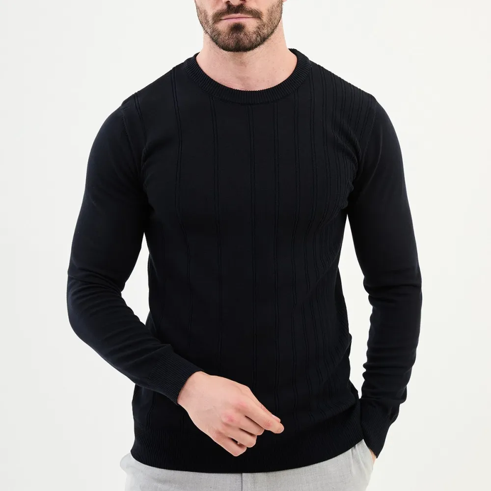Modern Long Sleeve Slim Fit Cotton Knit Sweater