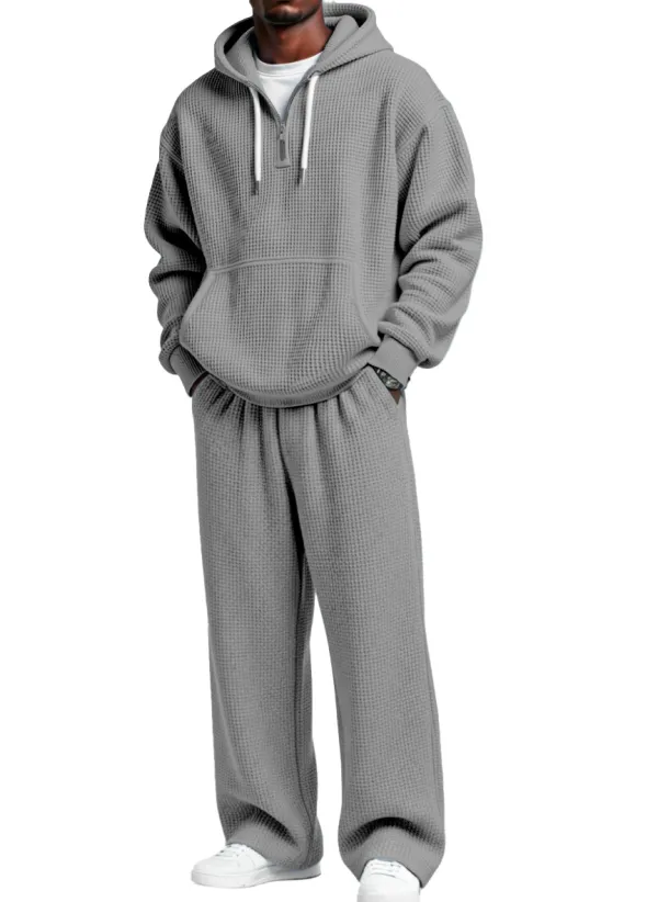 Textured Knit Hooded Zip Set