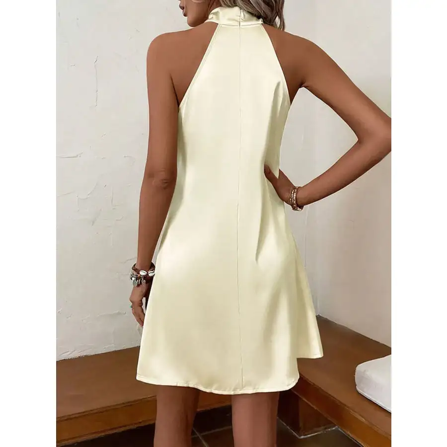 Halter Neck Satin Mini Dress