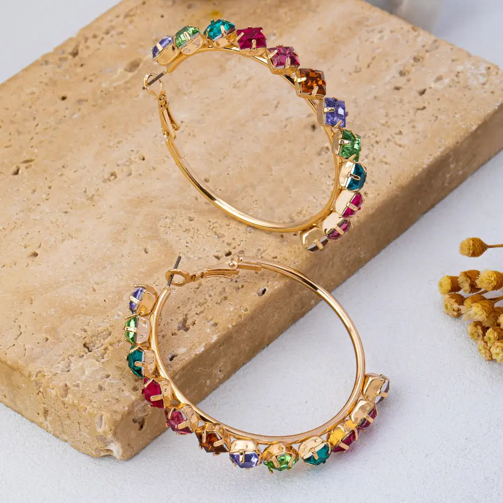 Multi Color Rainbow Crystal Hoop
