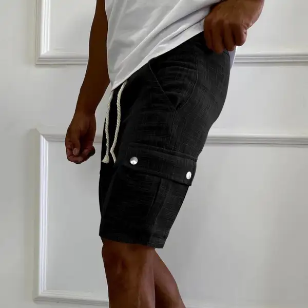 Men's Lightweight Woven Cargo Shorts with a Drawstring Waist for Casual Styling