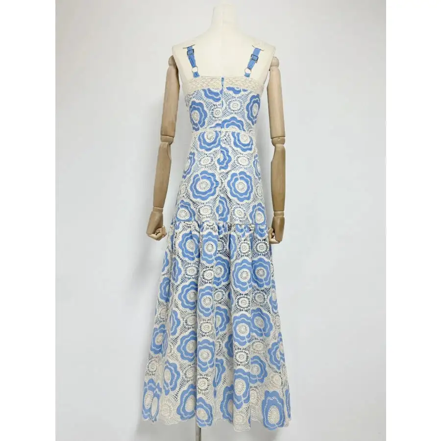 Lace Sleeveless Tiered Midi Dress