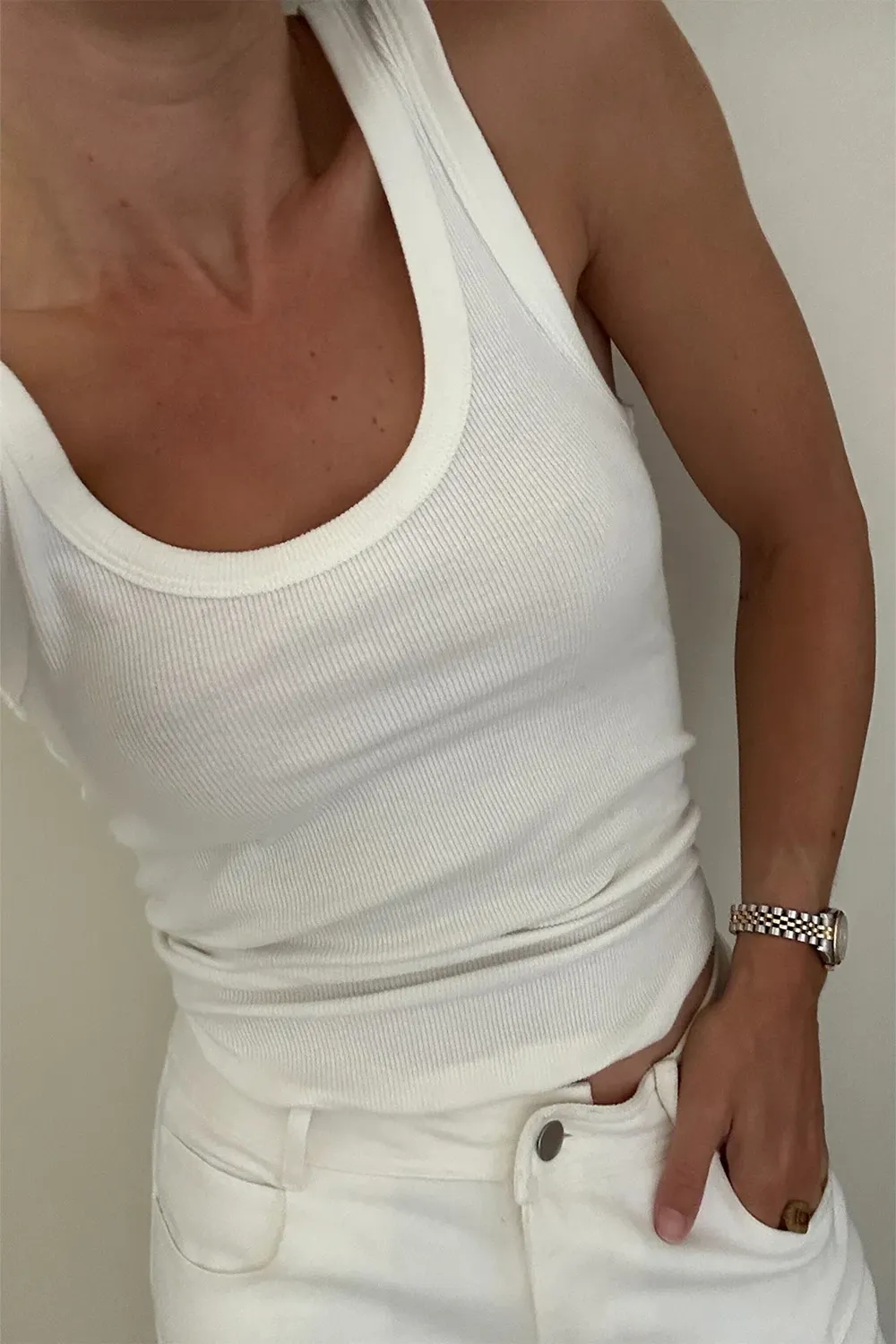 White Scoop Neck Tank