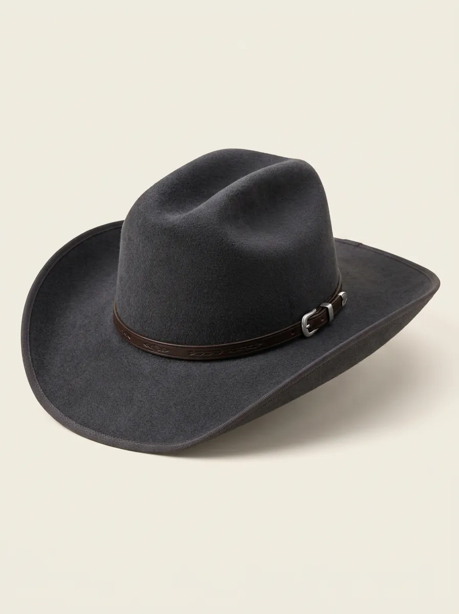 Minimal Dark Grey Felt Cowboy Hat