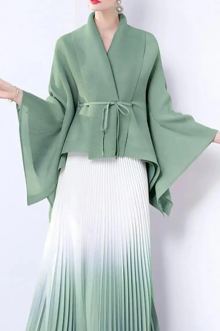 Elegant Pleated Skirt Two-Piece Set