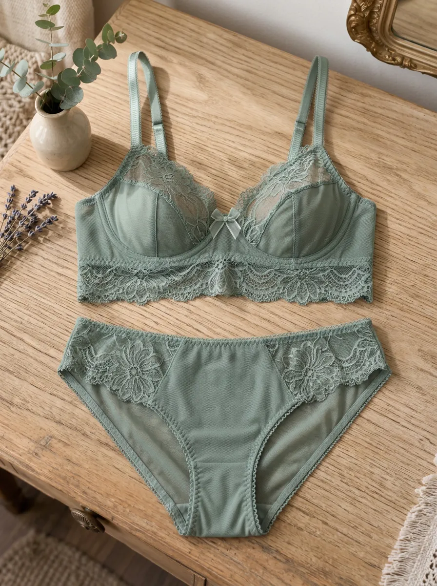 Women's Floral Lace Mesh Lace Lingerie Set