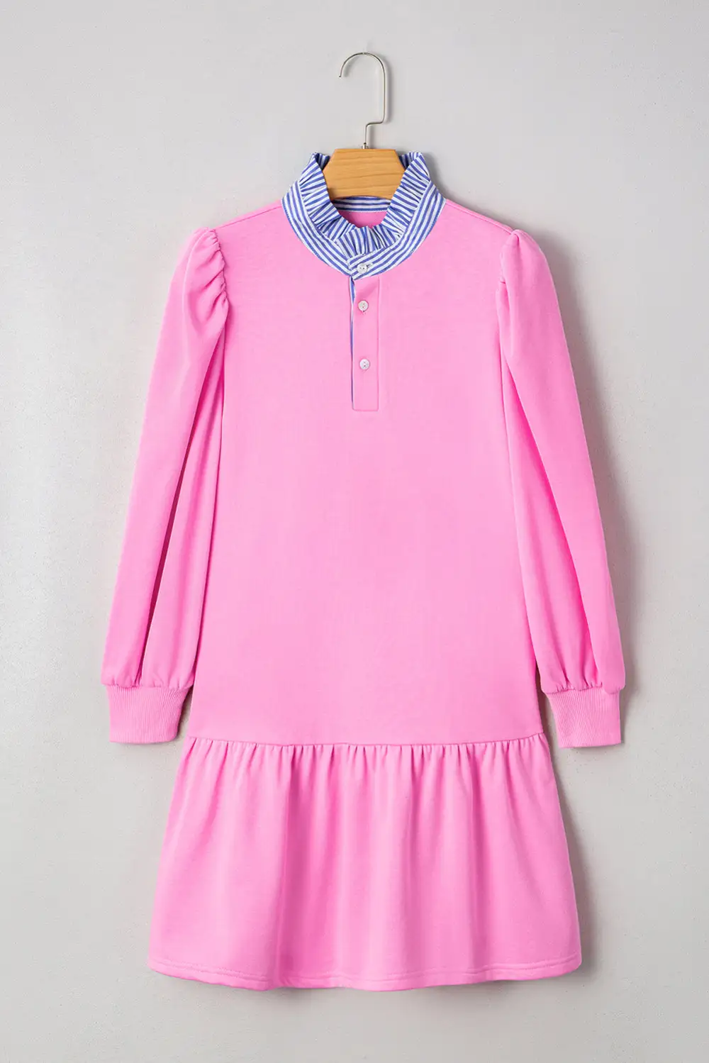 Meadow Striped Ruffle Trim Contrast Trim Mini Dress