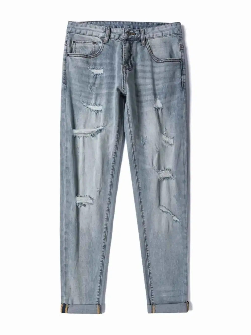 Casual Distressed Slim Fit Jeans