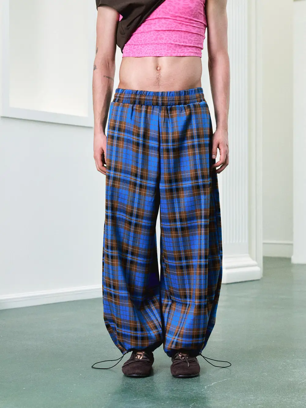 Structured Plaid Pants