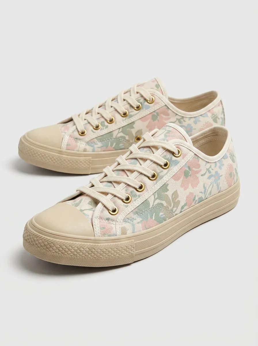 Women's Vintage Floral Pattern Printed Canvas Shoes