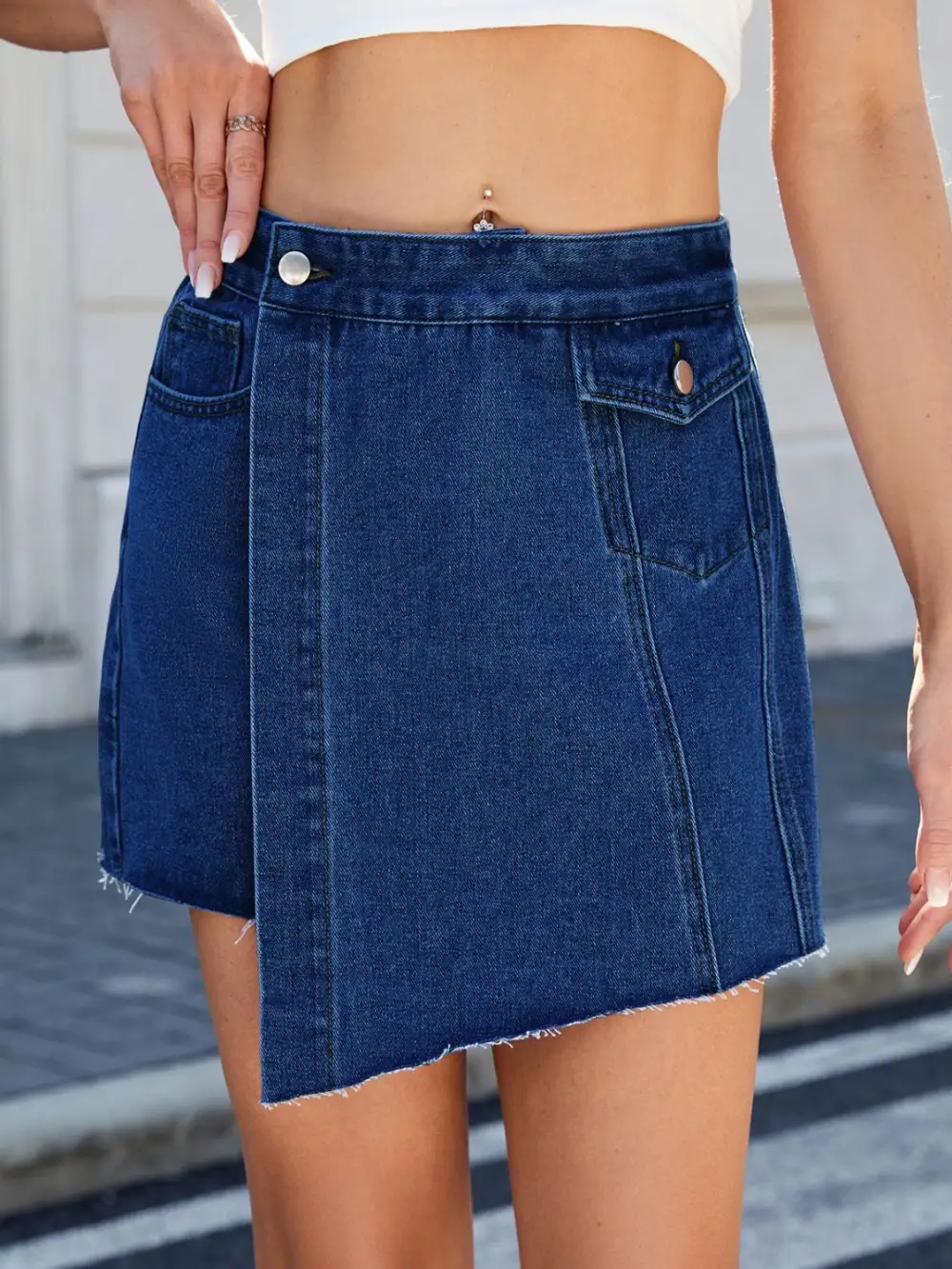 Denim Frayed Skort
