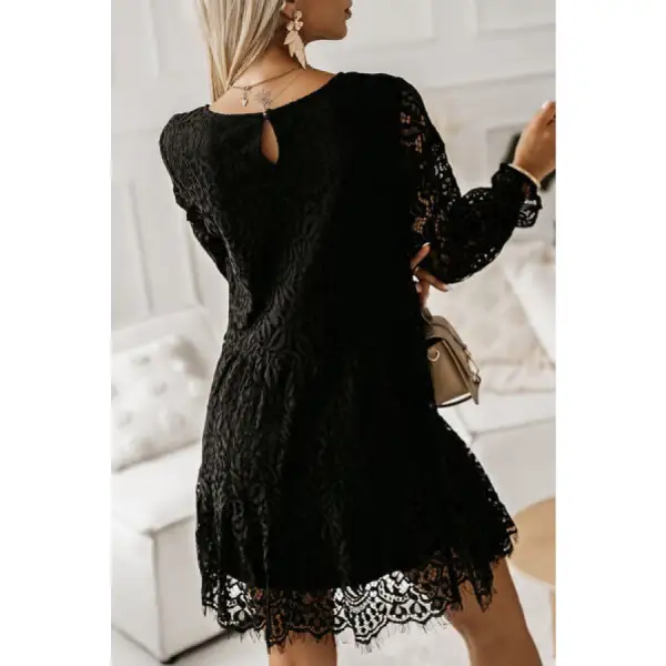 Lace Detail Round Neck Mini Dress
