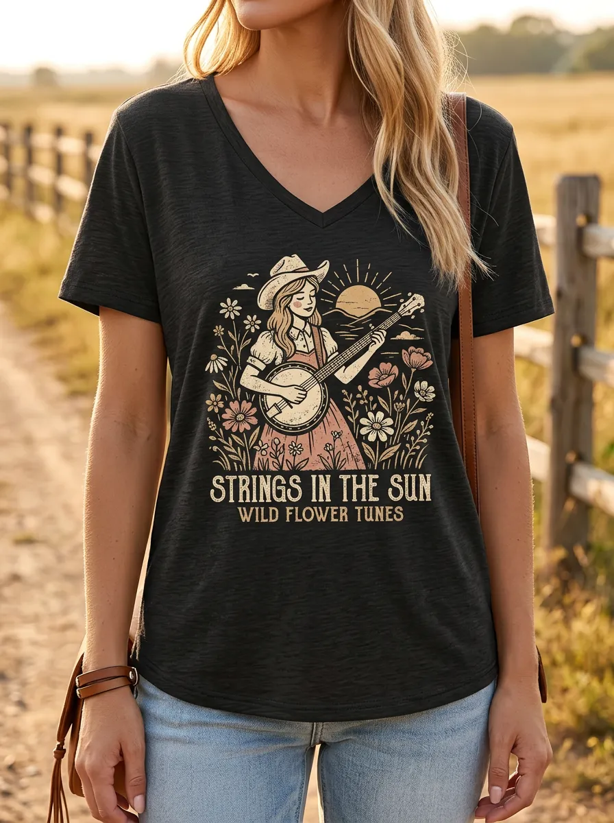 Easy-Wear Floral Women's V-Neck T-Shirt