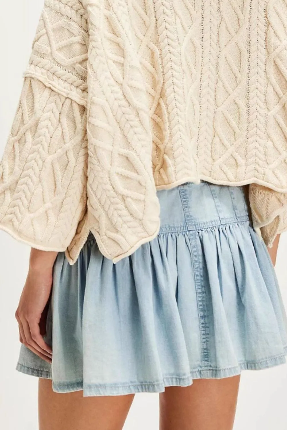 Ruffle Denim Mini Skirt