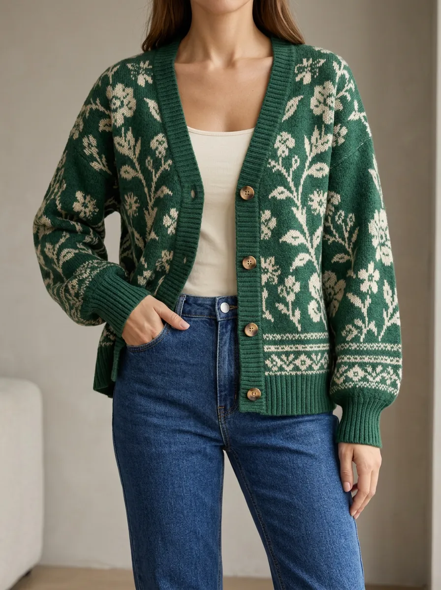 Modern Knit Button Front Ribbed Knit Women's Knit Cardigan