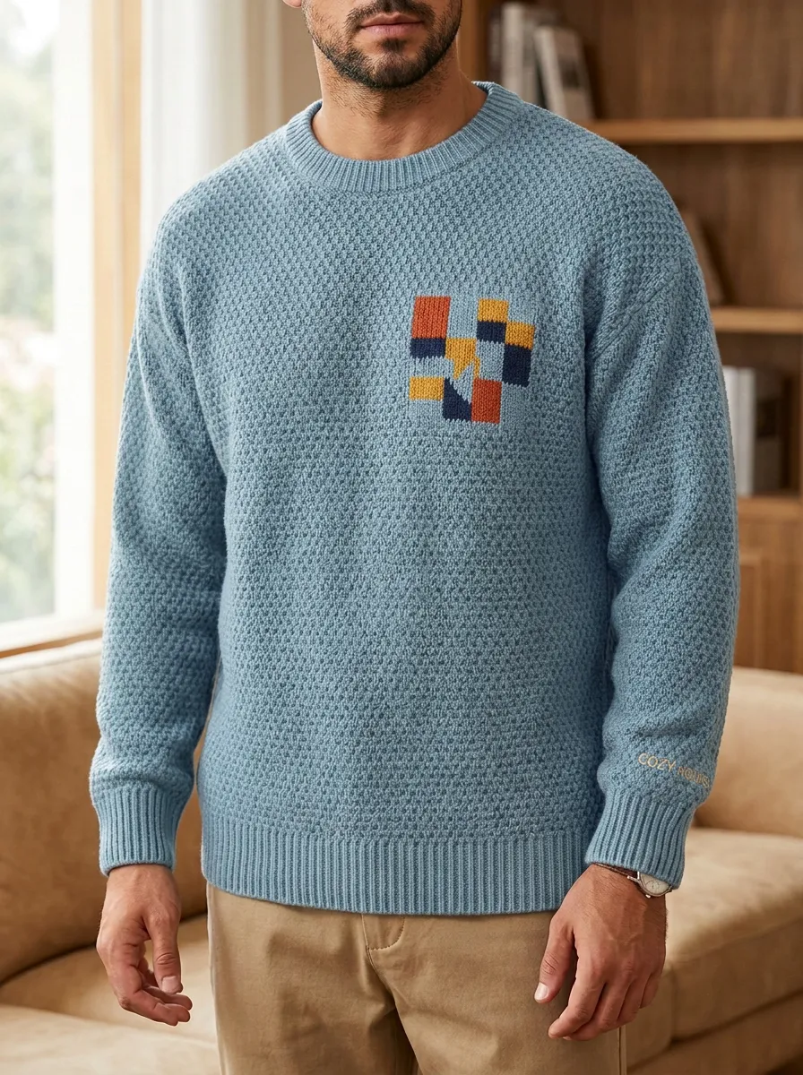 Men's Geometric Patchwork Sweater