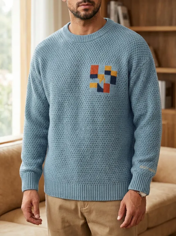 Men's Geometric Patchwork Sweater