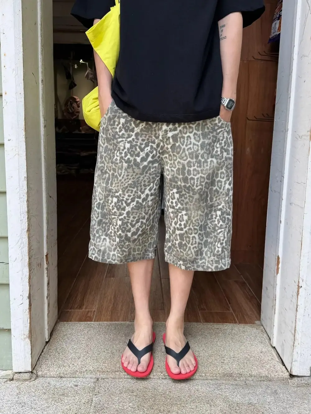 Faded Leopard Print Shorts