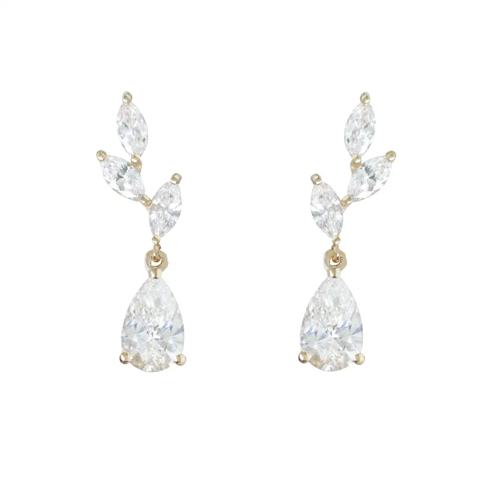 Lab Diamond Bride Earrings Pear And Marquise Nature Inspired