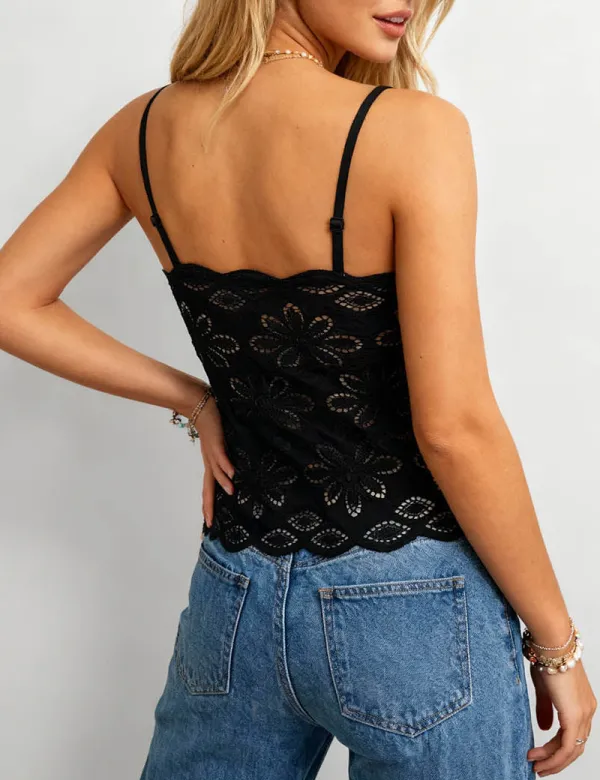 Romantic Lace Crochet V Neck Cami Top