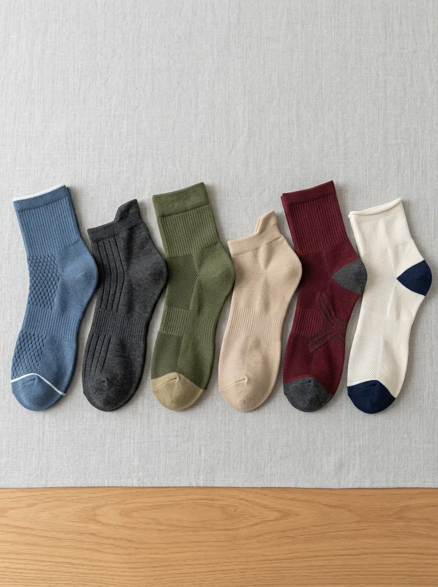 Men's Casual Multi-Color Ribbed Cotton Printed Socks 6-Pack