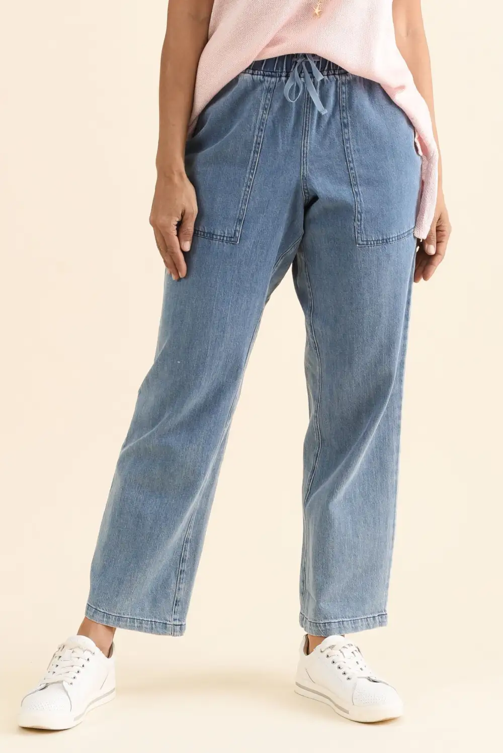 Mid Rise Elastic Waist Drawstring Jogger Pants