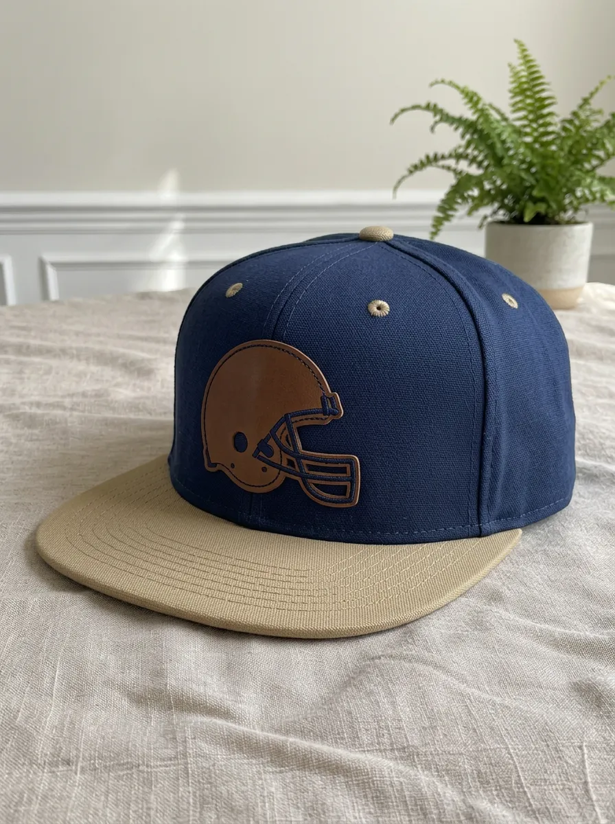 Men's Heritage Football Fan Leather Helmet Patch Snapback Cap