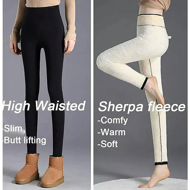 3Pack Women's Fleece Pants Tights Leggings Fleece lined  High Waist Tights Casual / Sporty Athleisure Weekend Yoga Micro-elastic Ankle-Length Tummy Control