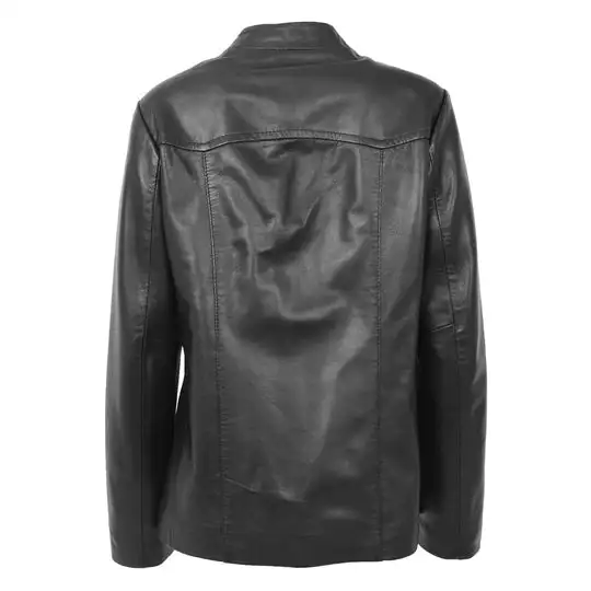 Collarless Leather Blazer