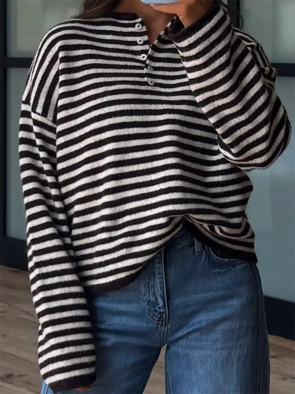 Modern Drop Shoulder Striped Sweater