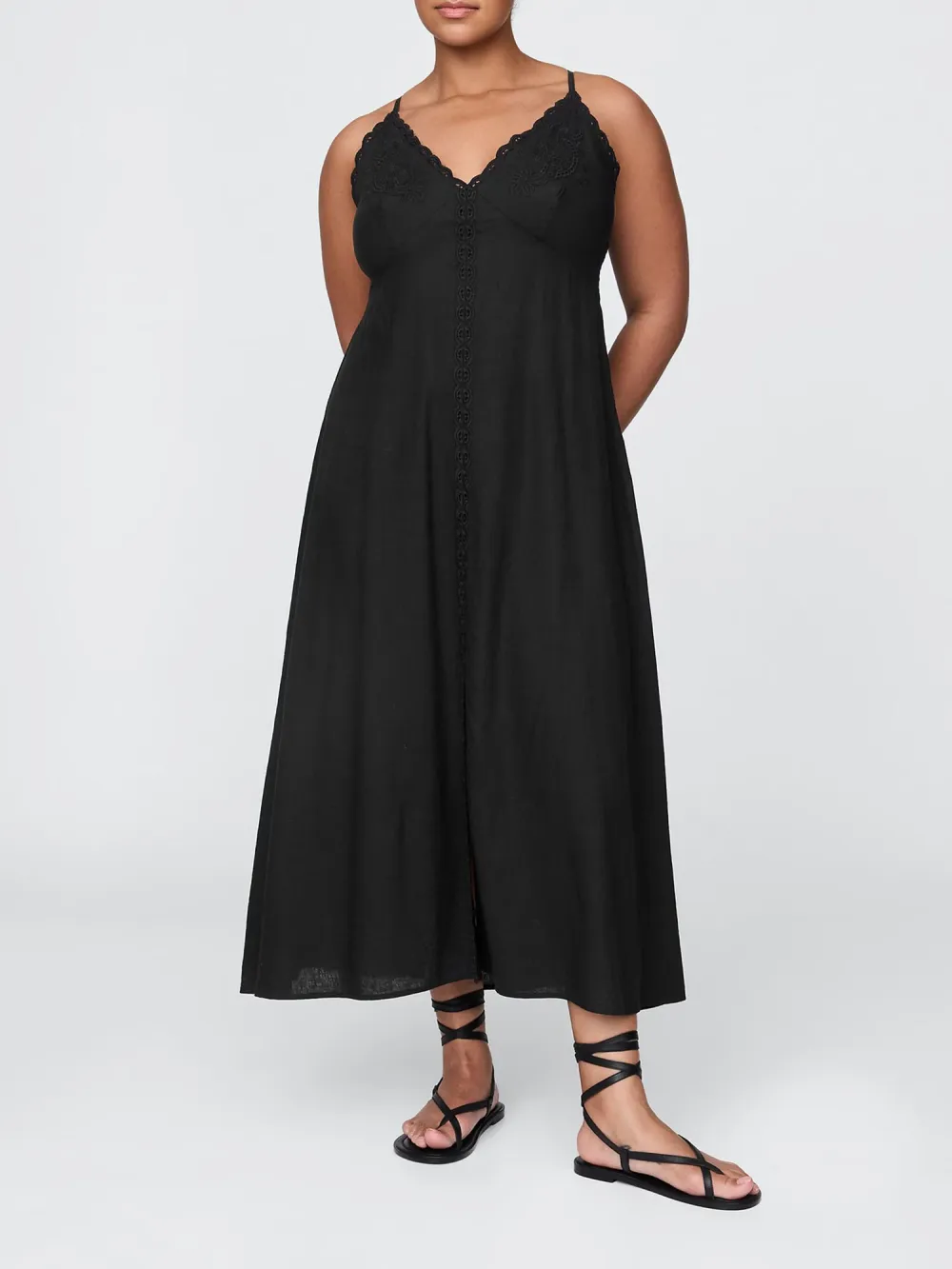 Deep V-Neck Slit Dress