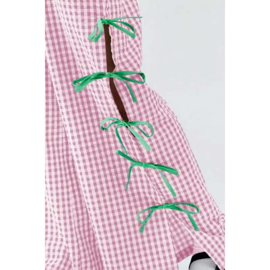 Side Tied Plaid Pants