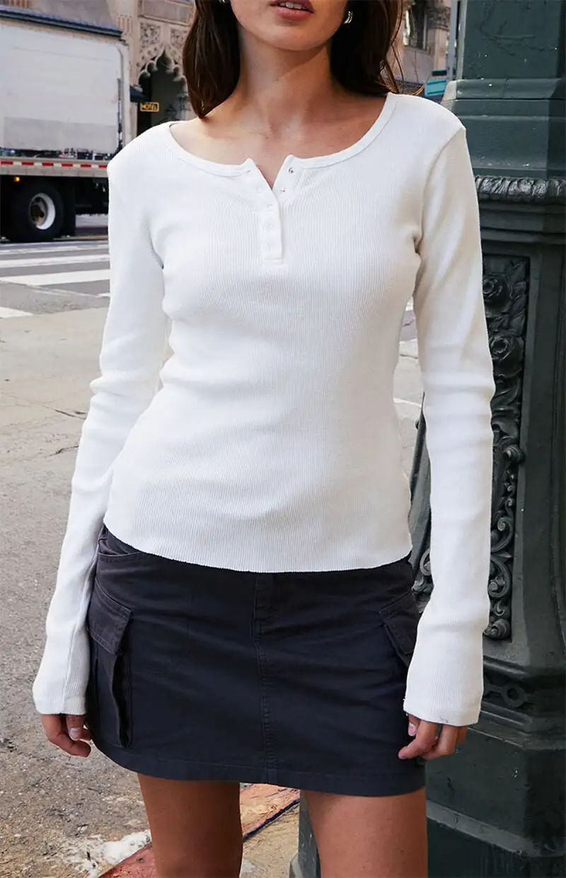 John Galt White Athern Thermal Long Sleeve Top