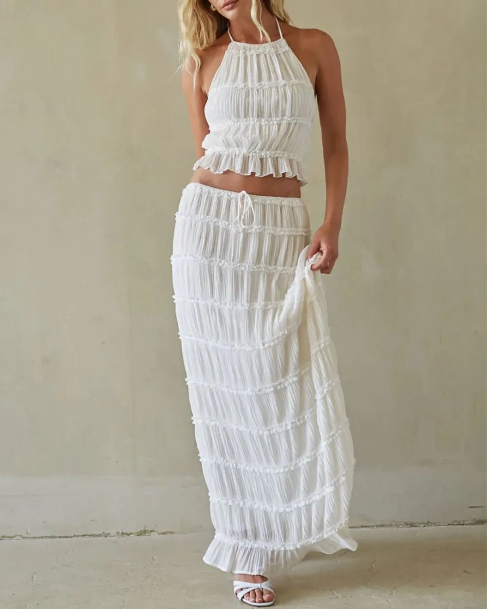 Pleated Back Halter Tank Set