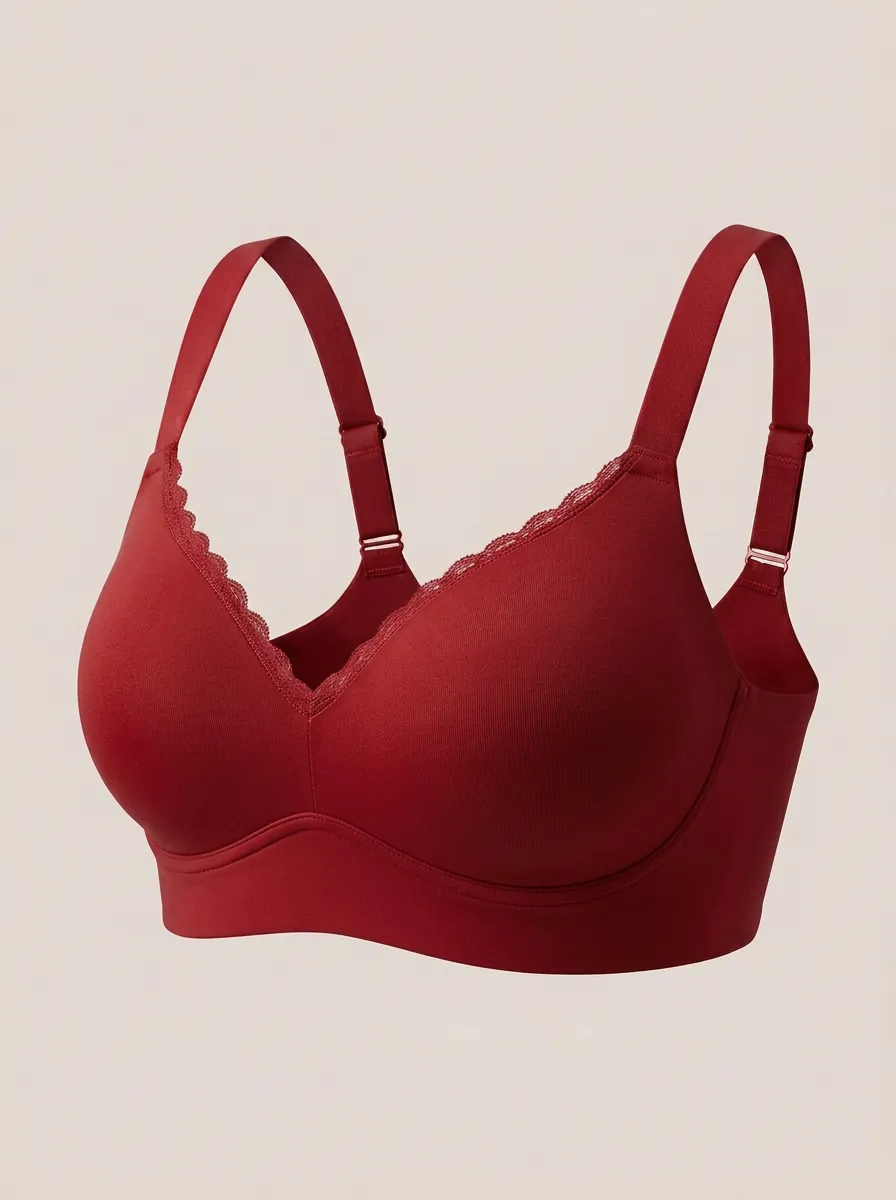 Women's Daily Comfort Dusty Pink Lace Trimmed Bra Top