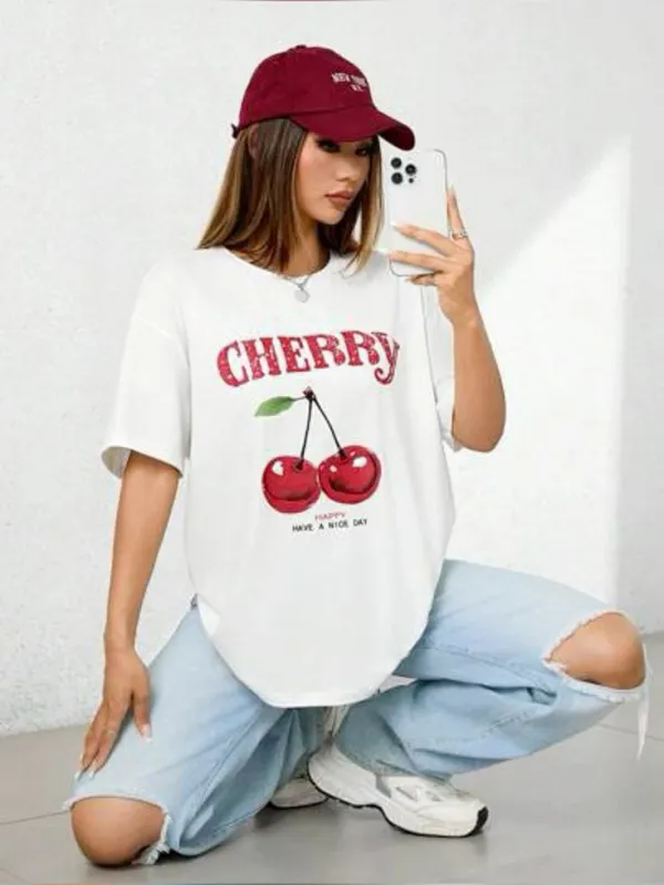 Cherry Print Relaxed Tee