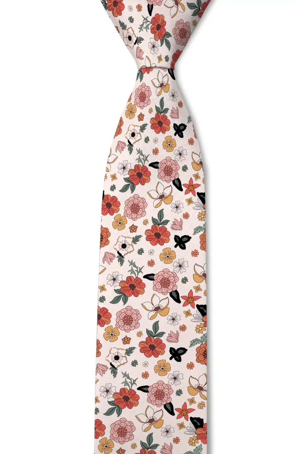 Vintage Botanical Floral Pattern Necktie