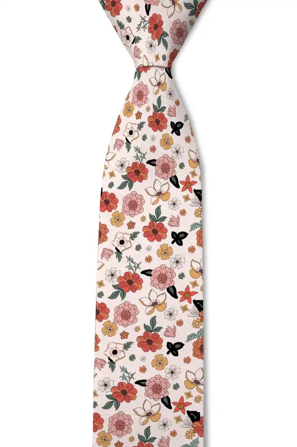 Vintage Botanical Floral Pattern Necktie