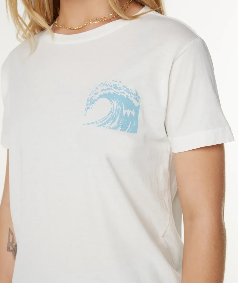 White Cartoon Print Pure Cotton Casual T-Shirt