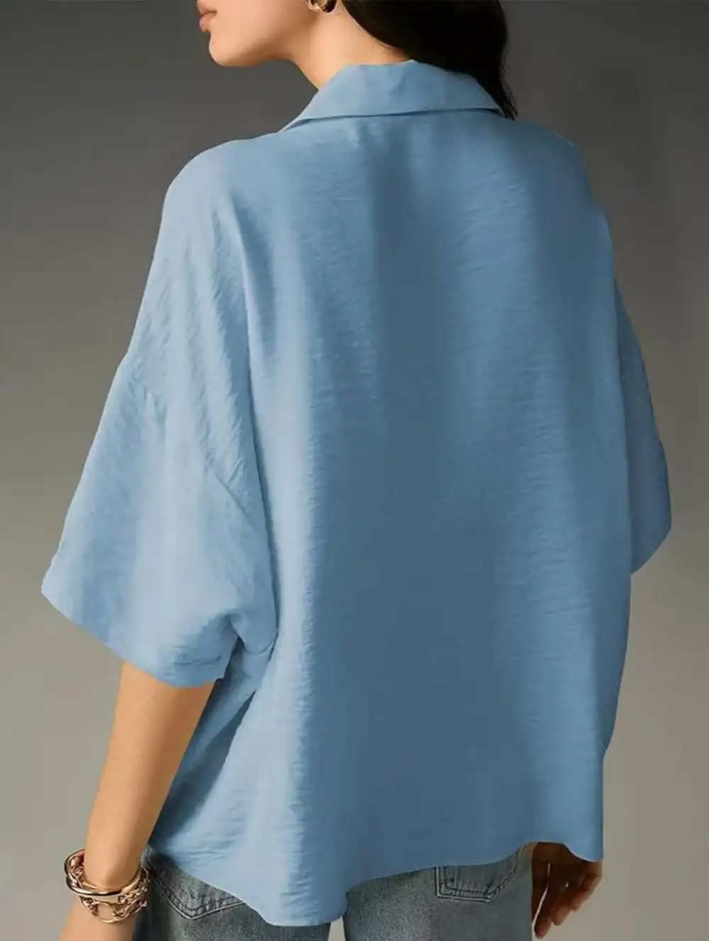 Textured Short Sleeve Lapel Shirt