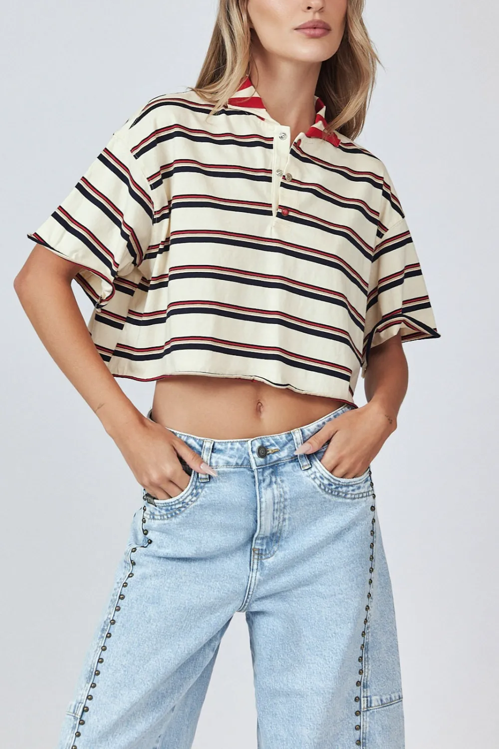 Modern Striped Cropped T-Shirt