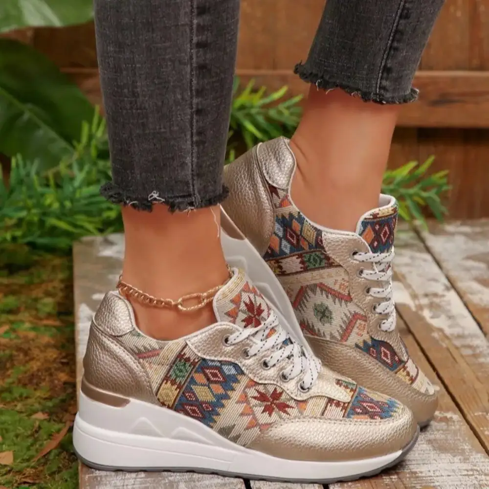 Modern Lace-Up Wedge Sneakers
