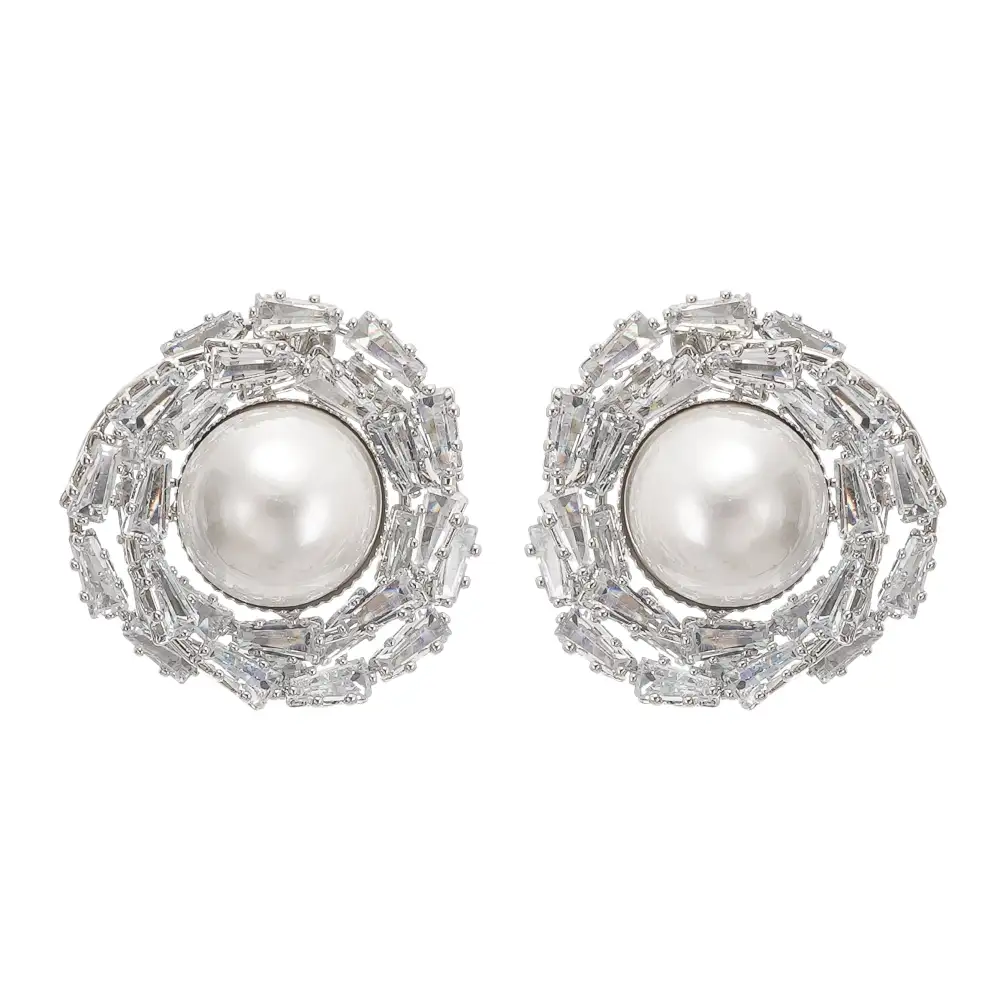crystal-embellished faux-pearl earrings