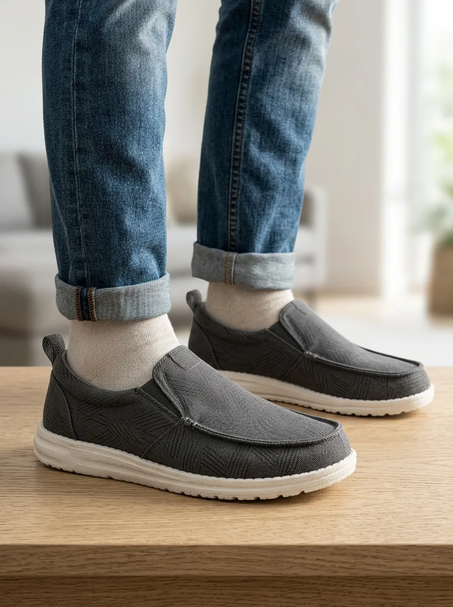 Signature Geometric Graphic Shape Men's Stretch Canvas Shoes