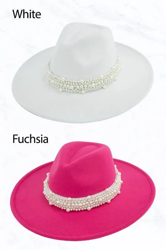 Big Brim Peach Heart Top Jazz Pearl Hat