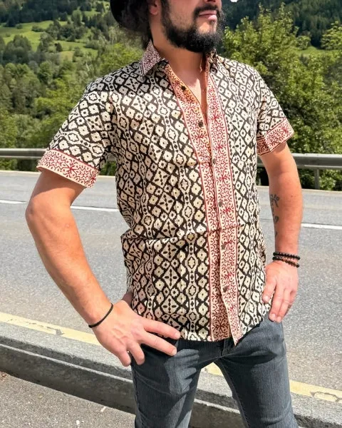 Relaxed Boho Print Men's Shirt