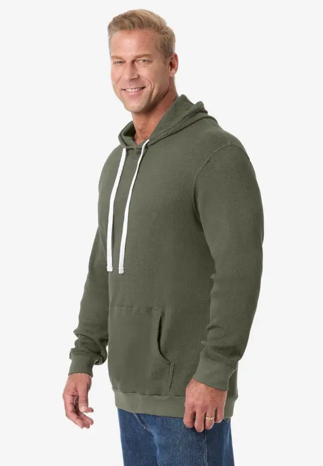 Waffle-Knit Thermal Hoodie